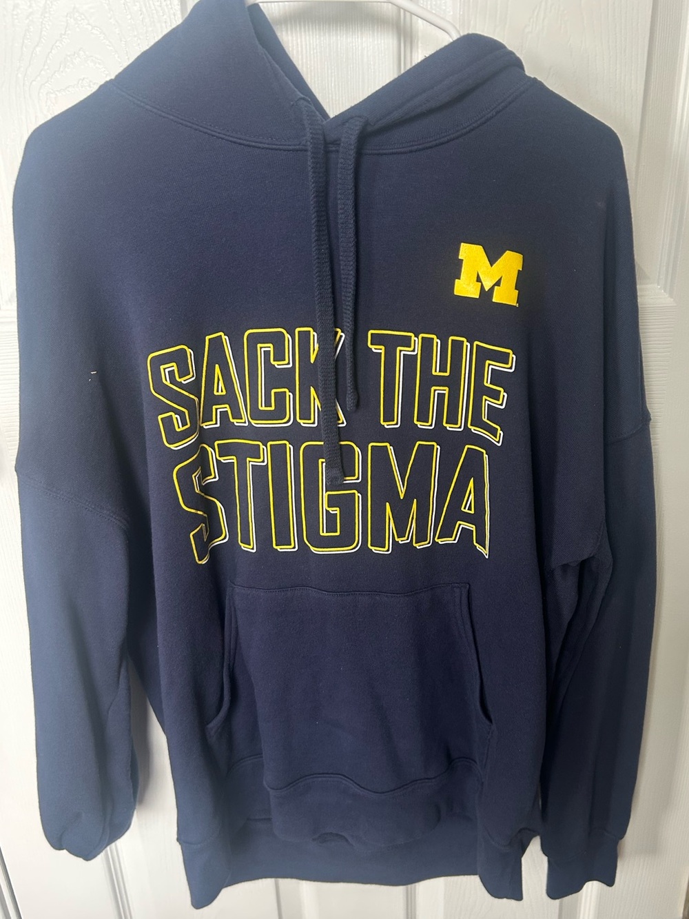 Tee L AND Navy Hoodie M Michigan - ‘Sack the Stigma' - Mental Health, Psychology